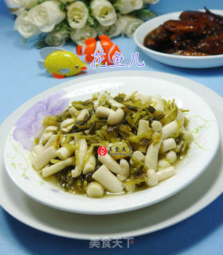 雪菜炒海鲜菇