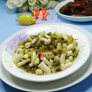 雪菜炒海鲜菇